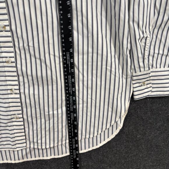 Anthropologie Twofer Shirt Dress Women's Medium White White Blue Striped Pocket - Picture 4 of 7